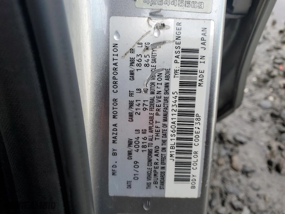 2010 Mazda Mazda3 s Sport with VIN JM1BL1S60A1123445, listed as a Copart auction lot 48933785 with 123,511 mi miles and Salvage Title. Bid and sale history available at carsss.com. Image 12.