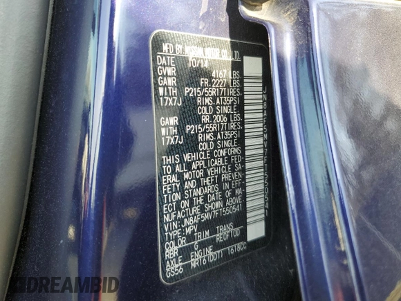 2015 Nissan Juke SV with VIN JN8AF5MV7FT550541, listed as a Copart auction lot 47573835 with 89,667 mi miles and Salvage Title. Bid and sale history available at DreamBid. Image 14.