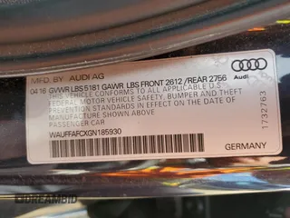 2016 Audi A6 2.0T Premium with VIN WAUFFAFCXGN185930, listed as a Copart auction lot 47794515 with 83,334 mi miles and Salvage Title. Bid and sale history available at carsss.com. Image 14.