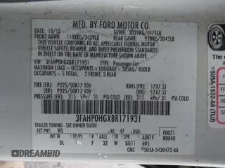 2011 Ford Fusion SE with VIN 3FAHP0HGXBR171931, listed as a IAAI auction lot 41891621 with 183,766 mi miles. Bid and sale history available at carsss.com. Image 9.