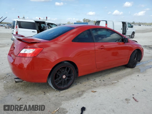 2008 Honda Civic Cpe Si with VIN 2HGFG21508H709306, listed as a Copart auction lot 44902065 with 166,408 mi miles and Salvage Title. Bid and sale history available at carsss.com. Image 3.