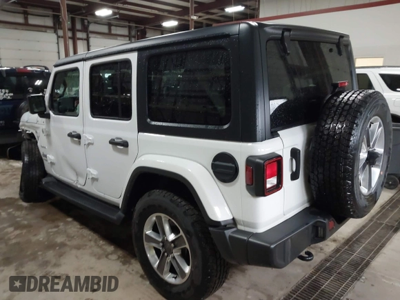2021 Jeep Wrangler Unlimited Sahara with VIN 1C4HJXEG2MW655357, listed as a IAAI auction lot 41724695 with 37,644 mi miles and . Bid and sale history available at DreamBid. Image 3.