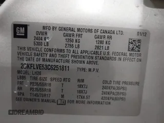 2012 GMC Terrain SLT-1 with VIN 2GKFLVE53C6251811, listed as a IAAI auction lot 41357496 with 152,772 mi miles. Bid and sale history available at carsss.com. Image 9.
