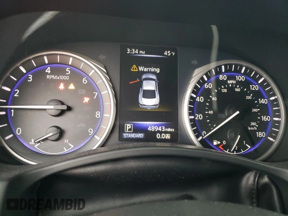 2018 Infiniti Q60 Red Sport 400 with VIN JN1FV7EL2JM630560, listed as a Copart auction lot 45980175 with 48,943 mi miles and Salvage title. Bid and sale history available at DreamBid. Image 9.