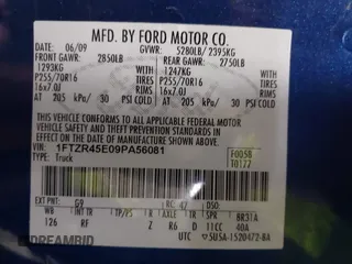 2009 Ford Ranger XLT with VIN 1FTZR45E09PA56081, listed as a IAAI auction lot 41389308 with 118,471 mi miles. Bid and sale history available at carsss.com. Image 9.