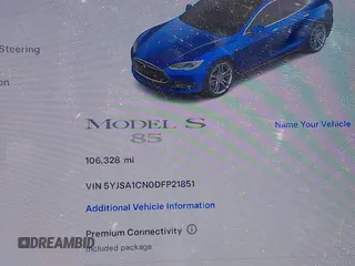 2013 Tesla Model S with VIN 5YJSA1CN0DFP21851, listed as a IAAI auction lot 42557791 with 106,328 mi miles and . Bid and sale history available at DreamBid. Image 7.