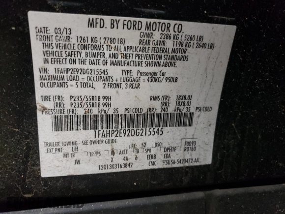 2013 Ford Taurus SEL with VIN 1FAHP2E92DG215545, listed as a Copart auction lot 81399274 with 147,734 mi miles and Salvage Title. Bid and sale history available at DreamBid. Image 14.