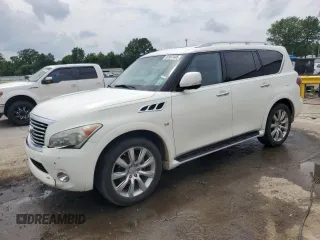 2014 Infiniti QX80 z VIN JN8AZ2NF9E9555751, wystawiony jako Copart lot #56907405 z przebiegiem 153 495 mil mil oraz Szkody całkowita. Historia ofert i sprzedaży dostępna na DreamBid. Obrazek 1.