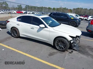 2021 Infiniti Q50 Luxe with VIN JN1EV7BR7MM754428, listed as a IAAI auction lot 41711894 with 46,699 mi miles and . Bid and sale history available at carsss.com. Image 1.
