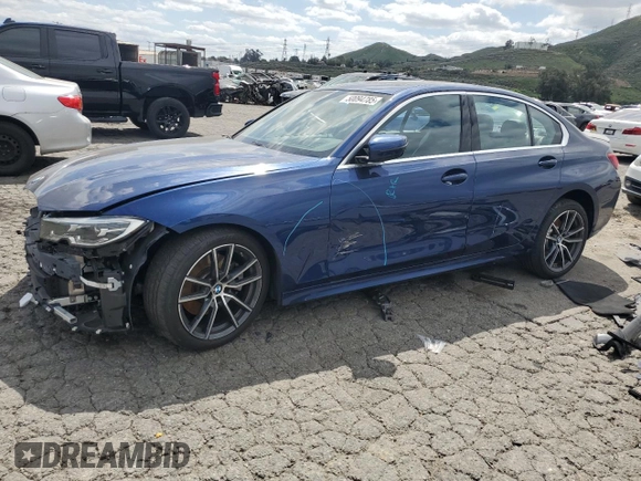 2020 BMW 3 Series 330i with VIN WBA5R1C08LFH41897, listed as a Copart auction lot 50094785 with 55,930 mi miles and Salvage Title. Bid and sale history available at carsss.com. Image 1.