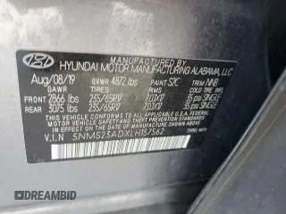 2020 Hyundai Santa Fe SE with VIN 5NMS23ADXLH157562, listed as a Copart auction lot 50577945 with 106,890 mi miles and Non Repairable. Bid and sale history available at carsss.com. Image 13.
