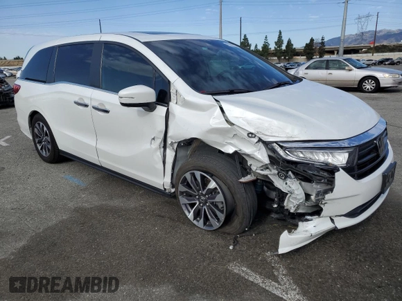 2022 Honda Odyssey EX-L with VIN 5FNRL6H72NB021962, listed as a Copart auction lot 47251375 with 47,627 mi miles and Salvage Title. Bid and sale history available at DreamBid. Image 4.