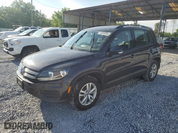 2016 Volkswagen Tiguan S with VIN WVGAV7AX4GW545891, listed as a Copart auction lot 55859595 with 153,317 mi miles and Salvage title. Bid and sale history available at DreamBid. Image 1.