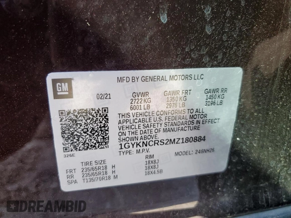 2021 Cadillac XT5 FWD Premium Luxury with VIN 1GYKNCRS2MZ180884, listed as a Copart auction lot 50433445 with 27,246 mi miles and Salvage Title. Bid and sale history available at carsss.com. Image 13.