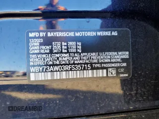 2024 BMW i4 eDrive40 with VIN WBY73AW03RFS35715, listed as a Copart auction lot 87730595 with 10,811 mi miles and Salvage Title. Bid and sale history available at carsss.com. Image 12.