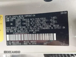 2004 Lexus RX 330 z VIN JTJGA31UX40033315, wystawiony jako IAAI lot #42386276 z przebiegiem 196 324 mil mil oraz . Historia ofert i sprzedaży dostępna na DreamBid. Obrazek 9.