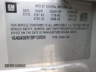 2013 Buick LaCrosse with VIN 1G4GA5ER1DF129556, listed as a Copart auction lot 53152795 with Not provided miles and Salvage title. Bid and sale history available at DreamBid. Image 12.