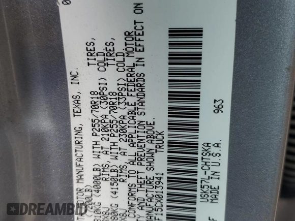 2012 Toyota Tundra 4WD Truck with VIN 5TFCY5F15CX013941, listed as a Copart auction lot 69946754 with 163,228 mi miles and Salvage Title. Bid and sale history available at carsss.com. Image 12.