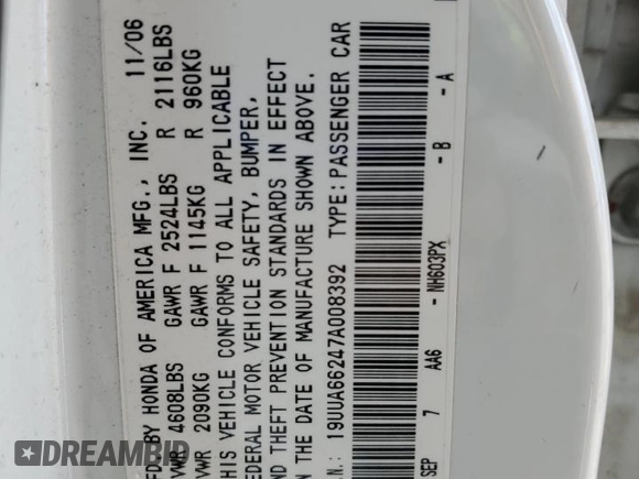 2007 Acura TL with VIN 19UUA66247A008392, listed as a Copart auction lot 50346135 with 0 mi miles and Salvage Title. Bid and sale history available at carsss.com. Image 15.