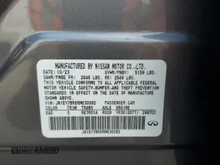 2024 Infiniti Q50 Luxe with VIN JN1EV7BR6RM630092, listed as a Copart auction lot 56903184 with 4,846 mi miles and Salvage Title. Bid and sale history available at DreamBid. Image 13.