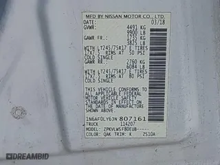 2018 Nissan NV SV with VIN 1N6AF0LY6JN807161, listed as a IAAI auction lot 41684084 with 189,721 mi miles. Bid and sale history available at carsss.com. Image 9.