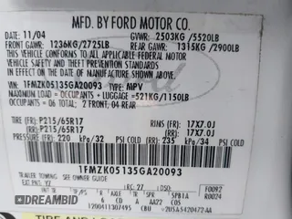 2005 Ford Freestyle SEL z VIN 1FMZK05135GA20093, wystawiony jako IAAI lot #40887207 z przebiegiem 105 144 mil mil oraz . Historia ofert i sprzedaży dostępna na DreamBid. Obrazek 9.