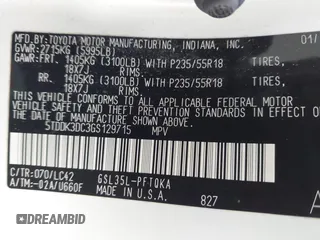 2016 Toyota Sienna Ltd with VIN 5TDDK3DC3GS129715, listed as a IAAI auction lot 40849430 with 138,724 mi miles. Bid and sale history available at carsss.com. Image 9.