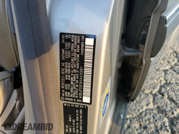1997 Mercedes-Benz E-Class with VIN WDBJF55F8VA415967, listed as a Copart auction lot 74144924 with 0 mi miles and Salvage Title. Bid and sale history available at carsss.com. Image 13.