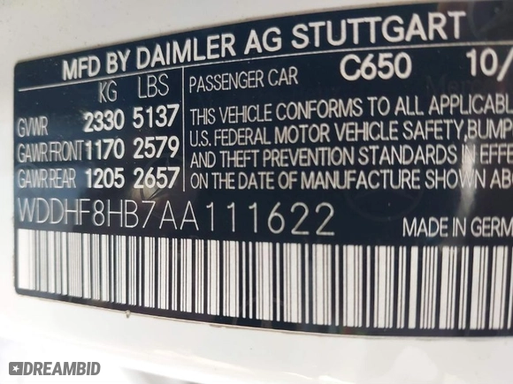 2010 Mercedes-Benz E-Class E 350 Luxury with VIN WDDHF8HB7AA111622, listed as a IAAI auction lot 41708136 with 166,708 mi miles. Bid and sale history available at carsss.com. Image 9.