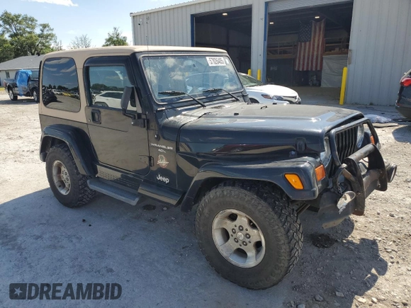 2001 Jeep Wrangler Sahara with VIN 1J4FA59S71P343366, listed as a Copart auction lot 57826405 with 156,436 mi miles and Salvage title. Bid and sale history available at DreamBid. Image 4.