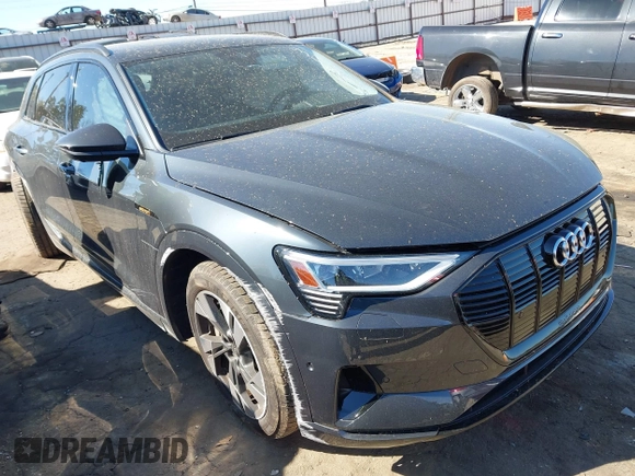 2021 Audi e-tron Premium with VIN WA1AAAGE5MB013159, listed as a IAAI auction lot 41875335 with 46,471 mi miles. Bid and sale history available at carsss.com. Image 1.