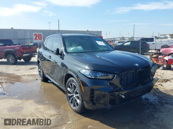 2025 BMW X5 sDrive40i with VIN 5UX13EU02S9Y55556, listed as a IAAI auction lot 41177621 with 272 mi miles. Bid and sale history available at carsss.com. Image 1.