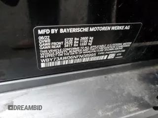 2022 BMW i4 eDrive40 z VIN WBY73AW06NFN08995, wystawiony jako Copart lot #87086344 z przebiegiem 14 059 mil mil oraz Szkody całkowita. Historia ofert i sprzedaży dostępna na DreamBid. Obrazek 12.