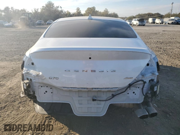2023 Genesis G70 2.0T with VIN KMTG34TA1PU134120, listed as a Copart auction lot 77657374 with 12,024 mi miles and Salvage Title. Bid and sale history available at DreamBid. Image 6.