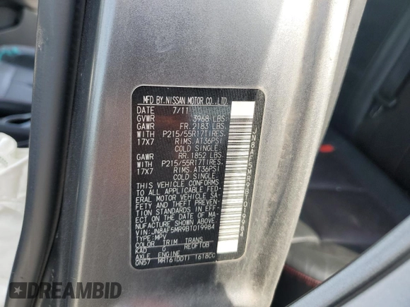 2011 Nissan Juke SV with VIN JN8AF5MR9BT019984, listed as a Copart auction lot 47043015 with Not Provided miles and Salvage Title. Bid and sale history available at DreamBid. Image 15.