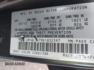 2013 Mazda 3 i Touring with VIN JM1BL1V79D1832397, listed as a IAAI auction lot 42437514 with 91,573 mi miles and . Bid and sale history available at DreamBid. Image 9.