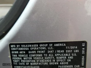 2015 Volkswagen Passat 2.0L TDI SE w/Sunroof with VIN 1VWBV7A31FC044220, listed as a Copart auction lot 52688645 with 131,687 mi miles and Salvage Title. Bid and sale history available at carsss.com. Image 13.