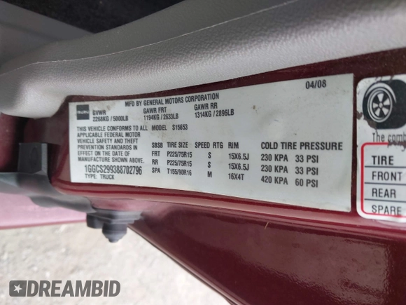 2008 Isuzu i-Series S with VIN 1GGCS299388702796, listed as a IAAI auction lot 42135976 with 188,860 mi miles and . Bid and sale history available at DreamBid. Image 9.
