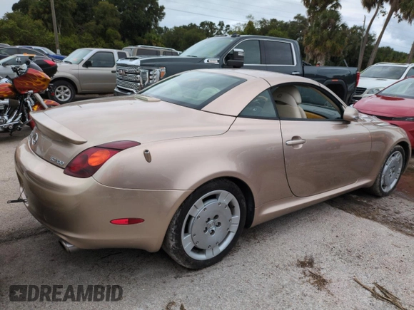 2003 Lexus SC 430 with VIN JTHFN48YX30043941, listed as a Copart auction lot 74352394 with Not Provided miles and Salvage Title. Bid and sale history available at DreamBid. Image 3.