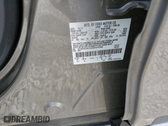 2013 Ford Edge Limited with VIN 2FMDK3KCXDBA08398, listed as a Copart auction lot 45166034 with 131,655 mi miles and Salvage title. Bid and sale history available at DreamBid. Image 13.