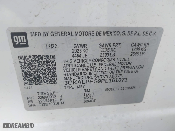 2023 GMC Terrain SLT with VIN 3GKALPEG9PL161071, listed as a IAAI auction lot 41895831 with 24,509 mi miles. Bid and sale history available at carsss.com. Image 9.