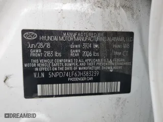 2018 Hyundai Elantra SE with VIN 5NPD74LF6JH383239, listed as a Copart auction lot 53525205 with 103,036 mi miles and Salvage Title. Bid and sale history available at carsss.com. Image 14.