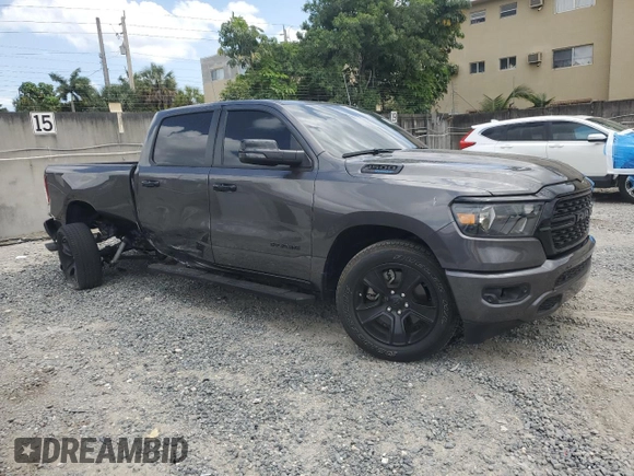 2024 Ram 1500 Big Horn with VIN 1C6RREMT5RN100942, listed as a Copart auction lot 51061775 with 7,706 mi miles and Non Repairable. Bid and sale history available at carsss.com. Image 4.