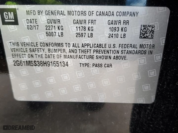 2017 Cadillac XTS Luxury with VIN 2G61M5S38H9165134, listed as a Copart auction lot 87735945 with 118,643 mi miles and Non Repairable. Bid and sale history available at carsss.com. Image 12.