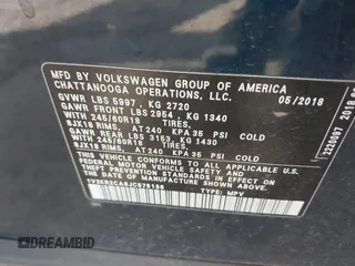 2018 Volkswagen Atlas SE with VIN 1V2KR2CA8JC575136, listed as a IAAI auction lot 42145011 with 139,107 mi miles and . Bid and sale history available at DreamBid. Image 9.