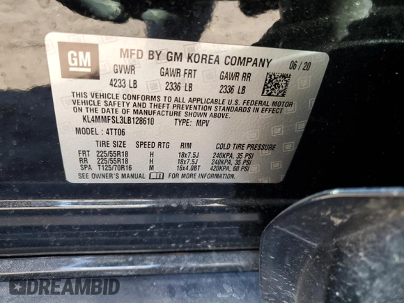 2020 Buick Encore GX Essence with VIN KL4MMFSL3LB128610, listed as a Copart auction lot 47256295 with 27,893 mi miles and Salvage title. Bid and sale history available at DreamBid. Image 15.