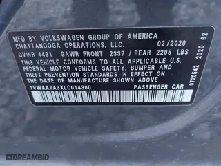 2020 Volkswagen Passat 2.0T S with VIN 1VWAA7A3XLC014300, listed as a IAAI auction lot 41431010 with 145,842 mi miles. Bid and sale history available at carsss.com. Image 9.