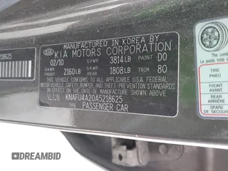 2010 Kia Forte EX z VIN KNAFU4A20A5218625, wystawiony jako IAAI lot #42101100 z przebiegiem 161 238 mil mil oraz . Historia ofert i sprzedaży dostępna na DreamBid. Obrazek 9.