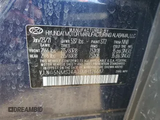 2021 Hyundai Santa Fe SEL with VIN 5NMS24AJ3MH326687, listed as a Copart auction lot 48205135 with 31,761 mi miles and Salvage Title. Bid and sale history available at carsss.com. Image 13.