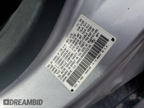 2005 Honda CR-V EX z VIN SHSRD78825U312109, wystawiony jako Copart lot #60705445 z przebiegiem 149 238 mil mil oraz Czysty tytuł • Clean title. Historia ofert i sprzedaży dostępna na DreamBid. Obrazek 13.